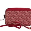 Michael Kors Women's Jet Set Large East West Chili Pale Gold PVC Zip Chain Crossbody Bag