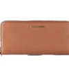 Michael Kors Women's Jet Set Travel Large Luggage Pebbled Leather Continental Wallet Brown