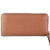 Michael Kors Women's Jet Set Travel Large Luggage Pebbled Leather Continental Wallet Brown
