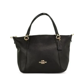 COACH Women's Alice Small Brown Black Crossgrain Leather Satchel Crossbody Bag