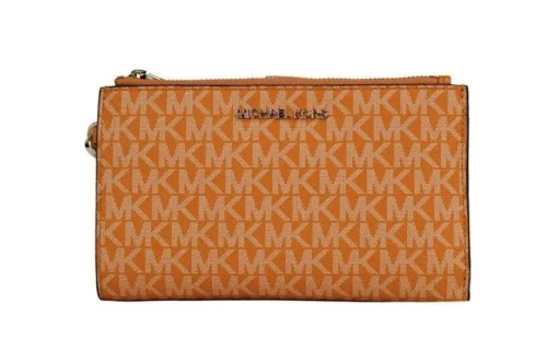 Michael Kors Women's Jet Set Travel Honeycomb Multi PVC Large Double Zip Wrist Wallet