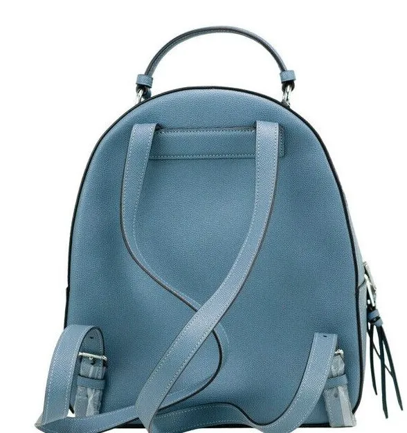 COACH Women's Jordyn Varsity Stripe Indigo Crossgrain Leather Backpack Bookbag