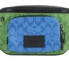 COACH Women's Neon Green Multi Blocked Signature Canvas Track Waist Belt Bag