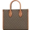 Michael Kors Women's Mirella Small Brown PVC Top Zip Shopper Tote Crossbody Handbag