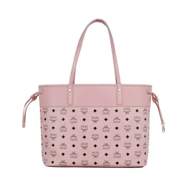 MCM Women's Aren Medium Soft Pink Mixed Visetos Leather Shopper Shoulder Tote Handbag