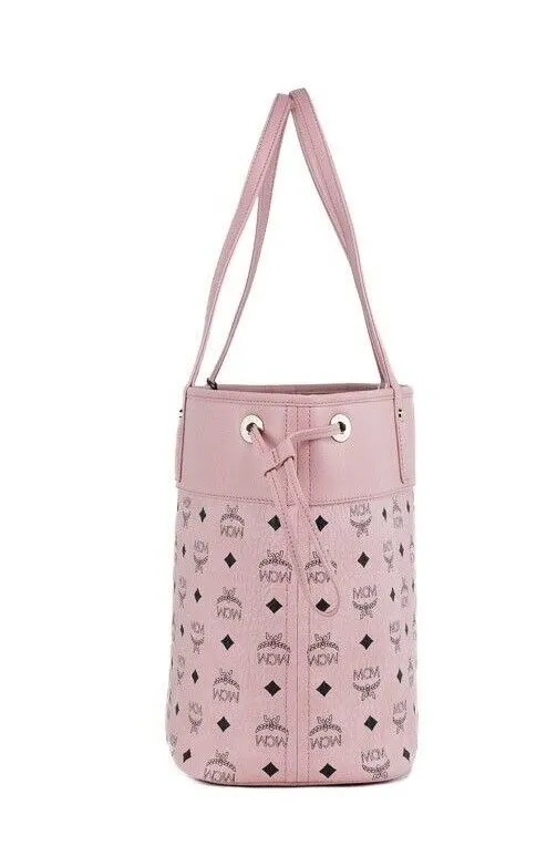 MCM Women's Aren Medium Soft Pink Mixed Visetos Leather Shopper Shoulder Tote Handbag