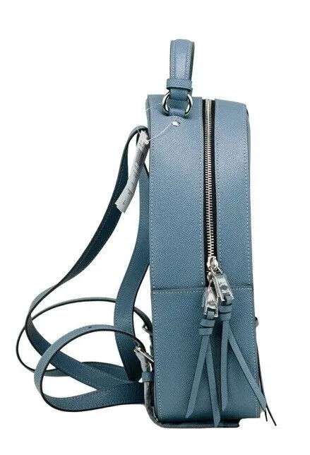 COACH Women's Jordyn Varsity Stripe Indigo Crossgrain Leather Backpack Bookbag