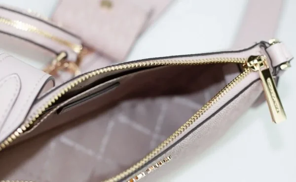 Michael Kors Women's Jet Set Small Powder Blush PVC Crossbody Tech Handbag Purse
