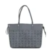 MCM Women's Aren Medium Dark Grey Mixed Visetos Leather Shopper Shoulder Tote Handbag