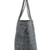 MCM Women's Aren Medium Dark Grey Mixed Visetos Leather Shopper Shoulder Tote Handbag