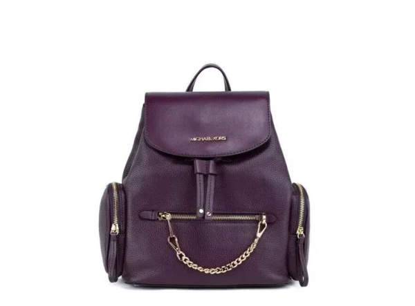 Michael Kors Women's Jet Set Medium Bordeaux Pebbled Leather Chain Backpack Bookbag Bag