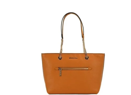 Michael Kors Women's Jet Set Medium Honeycomb Leather Front Zip Chain Tote Bag Handbag