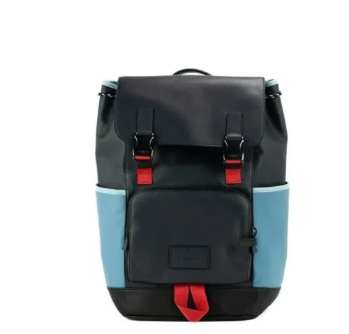 COACH Women's Large Midnight Colorblock Smooth Leather Track Backpack Book Bag