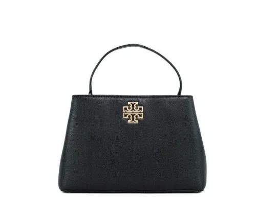 Tory Burch Women's Britten Small Black Pebbled Leather Satchel Crossbody Bag