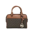 Michael Kors Women's Travel XS Brown Signature Leather Duffle Crossbody Handbag Purse