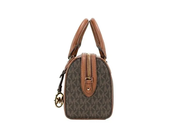 Michael Kors Women's Travel XS Brown Signature Leather Duffle Crossbody Handbag Purse