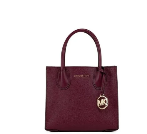 Michael Kors Women's Mercer Medium Mulberry Leather Messenger Crossbody Handbag Purse