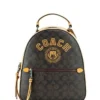 COACH Women's Varsity Brown Buttercup Signature Coated Canvas Jordyn Backpack