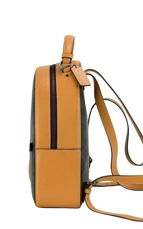 COACH Women's Varsity Brown Buttercup Signature Coated Canvas Jordyn Backpack