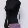 Michael Kors Women's Jet Set Medium Bordeaux Signature PVC X Cross Dome Crossbody Bag