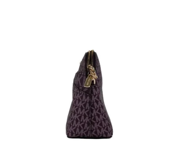 Michael Kors Women's Jet Set Medium Bordeaux Signature PVC X Cross Dome Crossbody Bag