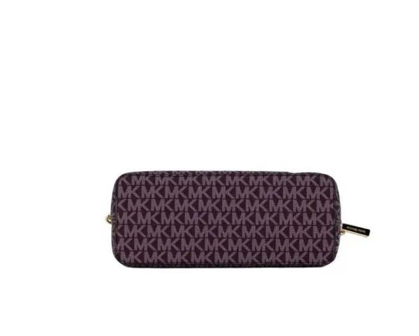 Michael Kors Women's Jet Set Medium Bordeaux Signature PVC X Cross Dome Crossbody Bag
