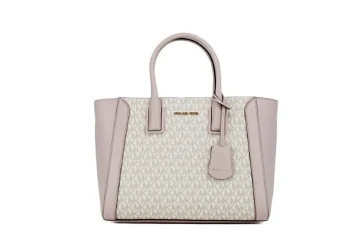 Michael Kors Women's Kali Medium Signature PVC Satchel Handbag Purse Ipad Case Pink
