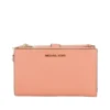Michael Kors Women's Jet Set Travel Signature Leather Large Double Zip Wristlet Wallet Sherbert