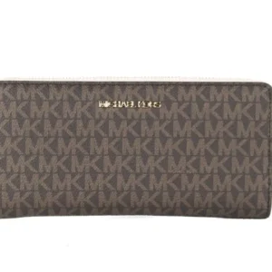 Michael Kors Women's Jet Set Travel Large Black Pebble Leather Continental Wrist Wallet