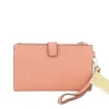 Michael Kors Women's Jet Set Travel Signature Leather Large Double Zip Wristlet Wallet Sherbert