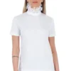 Frankie Morello Women's Elegant Lace-Embellished High Neck Tee