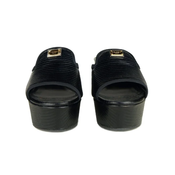 Dolce & Gabbana Women's Chic Calfskin Wedge Sandals in Timeless Black
