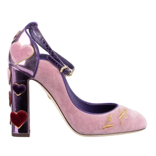 Dolce & Gabbana Women's Elegant Velvet Overlay Calfskin Pumps