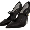 Dolce & Gabbana Women's Black Leather Heels Pumps Mary Jane Shoes