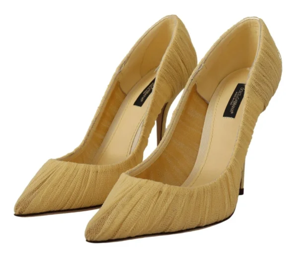 Dolce & Gabbana Women's Yellow Tulle Stiletto High Heel Pumps Shoes