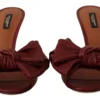 Dolce & Gabbana Women's Elegant Bow Applique Leather Heeled Sandals
