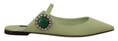 Dolce & Gabbana Women's Emerald Crystal Embellished Leather Slides