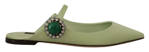Dolce & Gabbana Women's Emerald Crystal Embellished Leather Slides