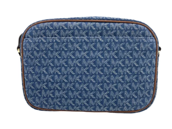 Michael Kors Women's Jet Set East West Denim Signature Zip Chain Crossbody Bag Purse