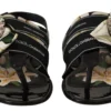 Dolce & Gabbana Women's Floral Crystal-Embellished Silk Slide Sandals