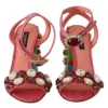 Dolce & Gabbana Women's Elegant Pink Crystal Ankle Strap Heels