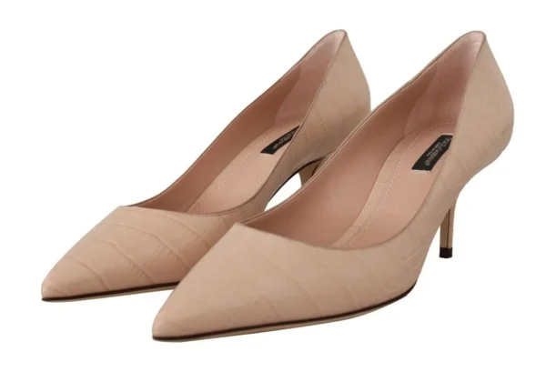 Dolce & Gabbana Women's Elegant Nude Mid-Heel Leather Pumps