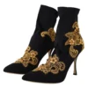Dolce & Gabbana Women's Elegant Floral Lace Trim Mid Calf Boots