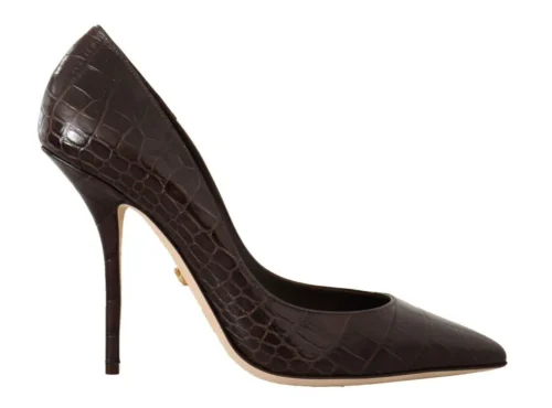 Dolce & Gabbana Women's Brown Crocodile Leather Pointed Toe Pumps Shoes