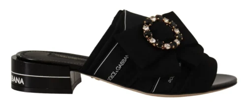 Dolce & Gabbana Women's Elegant Black Crystal-Embellished Slides