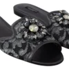 Dolce & Gabbana Women's Elegant Floral Lace Crystal Slides
