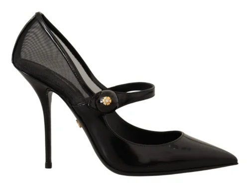 Dolce & Gabbana Women's Black Leather Heels Pumps Mary Jane Shoes