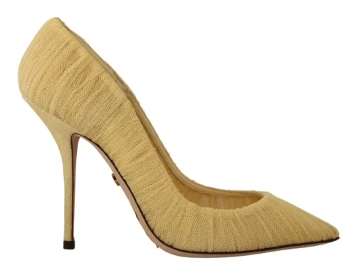 Dolce & Gabbana Women's Yellow Tulle Stiletto High Heel Pumps Shoes