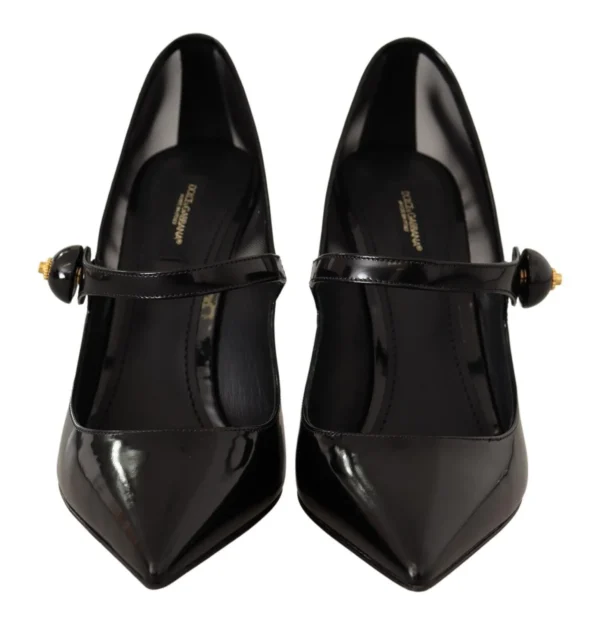 Dolce & Gabbana Women's Black Leather Heels Pumps Mary Jane Shoes