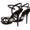 Dolce & Gabbana Women's Black Crystal Ankle Strap Heels Sandals Shoes